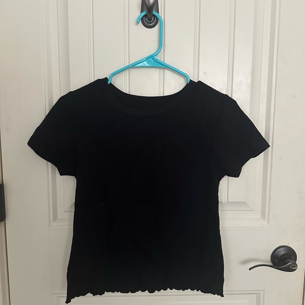 Old Navy Black Short Sleeve Top Ruffles